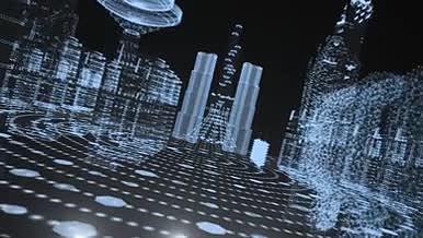 震撼光线穿梭E3D三维城市视频的预览图